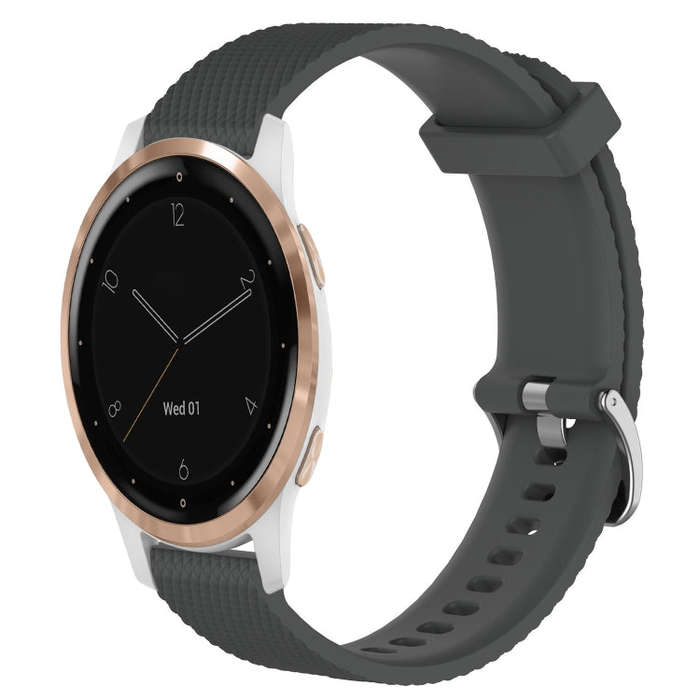 For Garmin Active S 18mm Diamond Textured Silicone Watch Band(Dark Grey)
