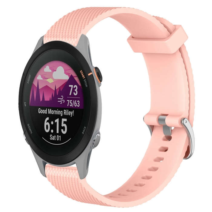 For Garmin Forerunner 255S 18mm Diamond Textured Silicone Watch Band(Pink)