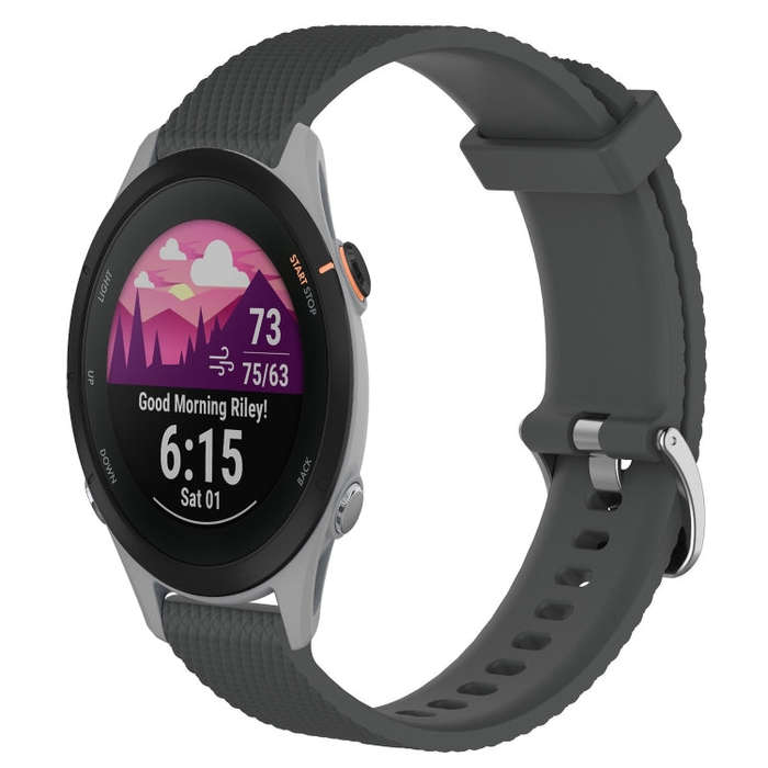 For Garmin Forerunner 255S 18mm Diamond Textured Silicone Watch Band(Dark Grey)