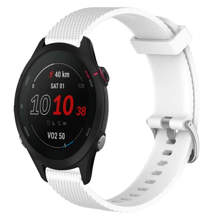 For Garmin Forerunner 255S Music 18mm Diamond Textured Silicone Watch Band(White)