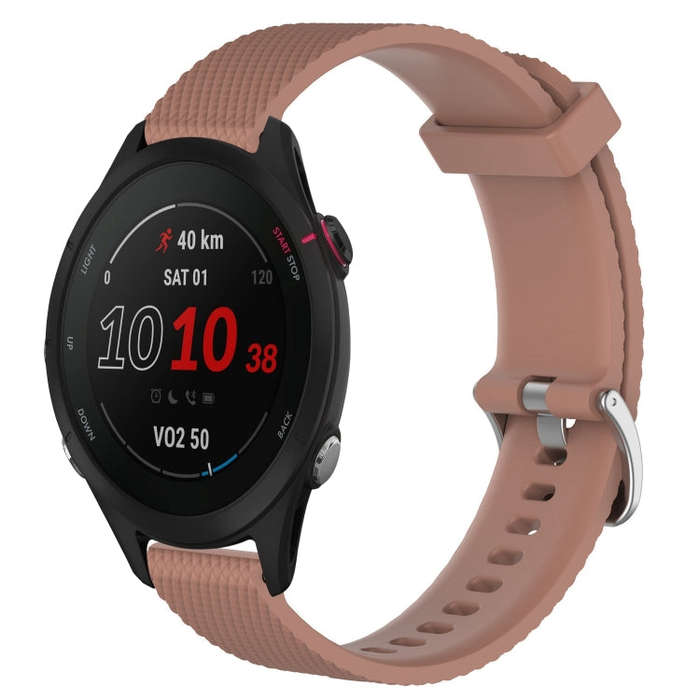 For Garmin Forerunner 255S Music 18mm Diamond Textured Silicone Watch Band(Brown)