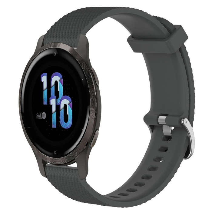 For Garmin Venu 2S 18mm Diamond Textured Silicone Watch Band(Dark Grey)