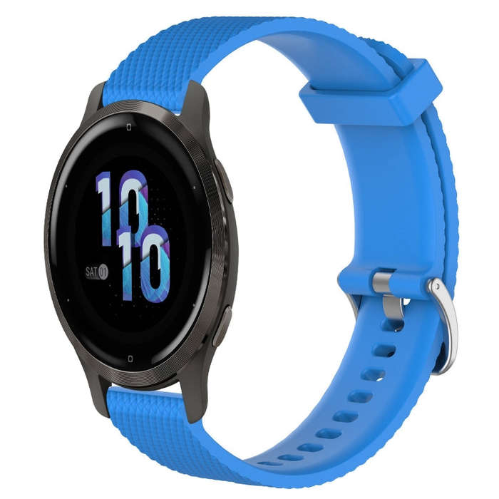 For Garmin Venu 2S 18mm Diamond Textured Silicone Watch Band(Sky Blue)