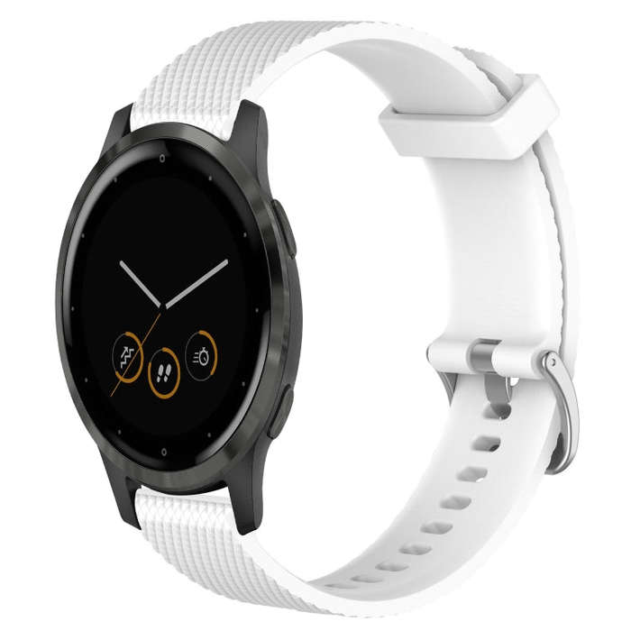 For Garmin Vivoactive 4S 18mm Diamond Textured Silicone Watch Band(White)