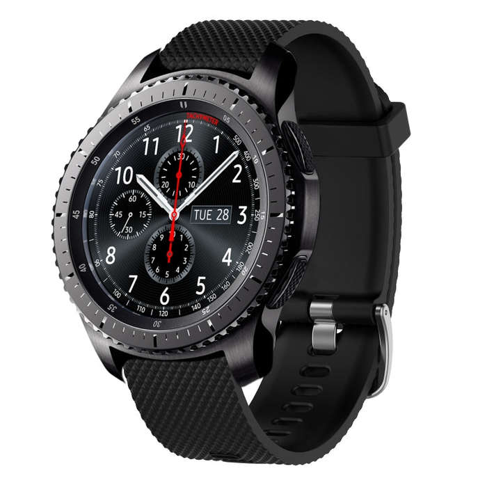 For Samsung Gear S3 Frontier 22mm Diamond Textured Silicone Watch Band(Black)