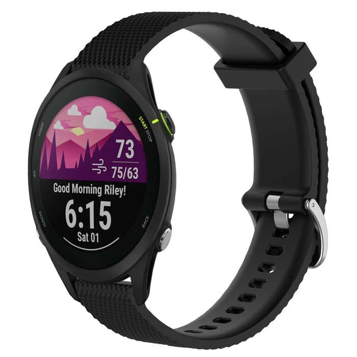 For Garmin Forerunner 255 Music 22mm Diamond Textured Silicone Watch Band(Black)
