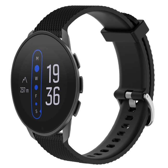 For  Suunto 9 Peak 22mm Diamond Textured Silicone Watch Band(Black)