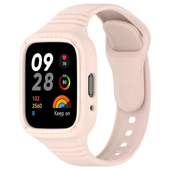 For Redmi Watch 3 Lite Integrated Fully Enclosed Silicone Watch Band(Pink)