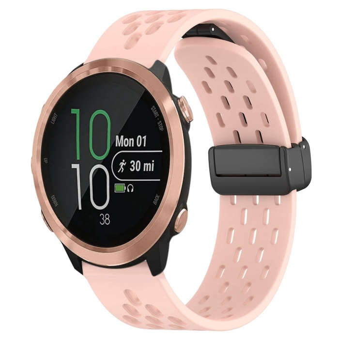 For Garmin Forerunner 645 20mm Folding Magnetic Clasp Silicone Watch Band(Pink)