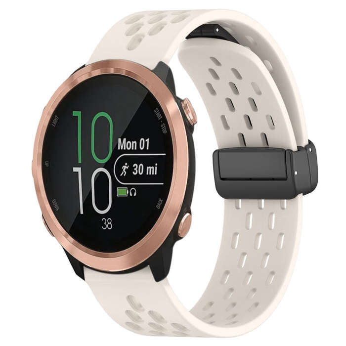 For Garmin Forerunner 645 20mm Folding Magnetic Clasp Silicone Watch Band(Starlight Color)