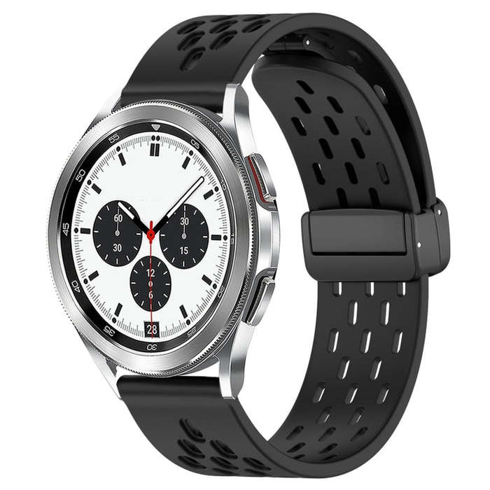 For Samsung  Galaxy Watch 4 Classic 42mm 20mm Folding Magnetic Clasp Silicone Watch Band(Black)