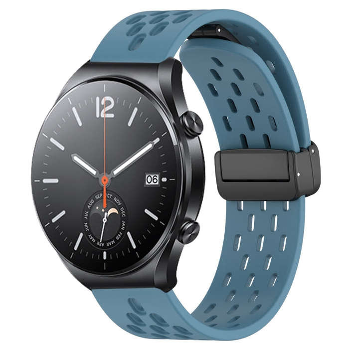For Xiaomi MI Watch S1 22mm Folding Magnetic Clasp Silicone Watch Band(Blue)