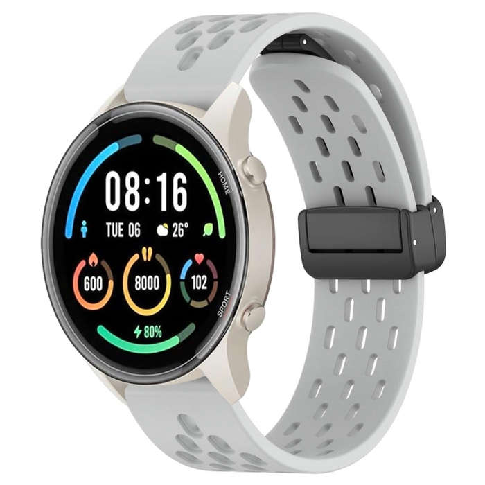 For Xiaomi MI Watch Sport 22mm Folding Magnetic Clasp Silicone Watch Band(Light Grey)