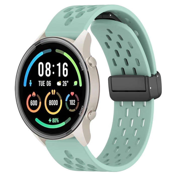For Xiaomi MI Watch Sport 22mm Folding Magnetic Clasp Silicone Watch Band(Teal)
