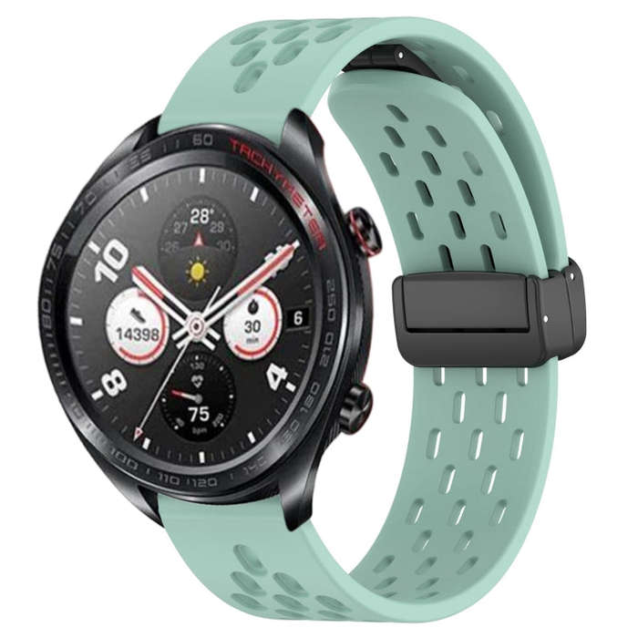 For Honor Watch Dream 22mm Folding Magnetic Clasp Silicone Watch Band(Teal)