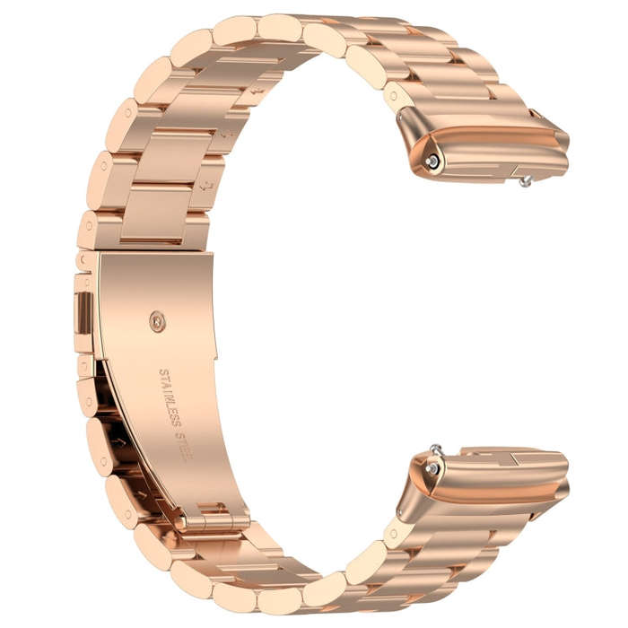 For Redmi Watch 3 Lite Three Bead Stainless Steel Metal Watch Band(Rose Gold)