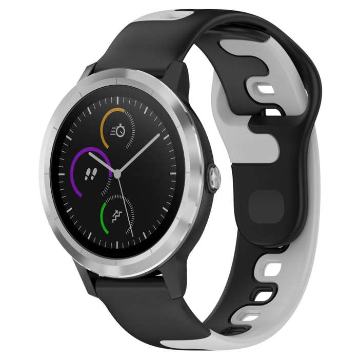 For Garmin Vivoactive 3 20mm Double Color Silicone Watch Band(Black+Grey)