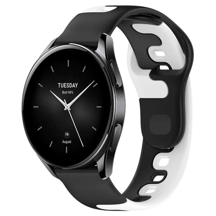 For Xiaomi Watch S2 42mm 22mm Double Color Silicone Watch Band(Black+White)