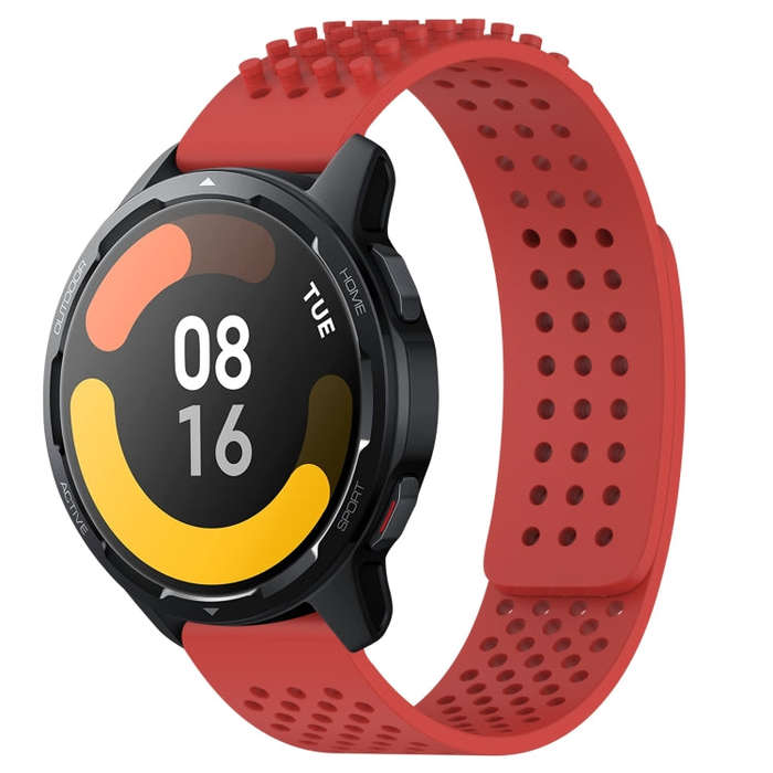 For Xiaomi Watch S1 Active 22mm Holes Breathable 3D Dots Silicone Watch Band(Red)