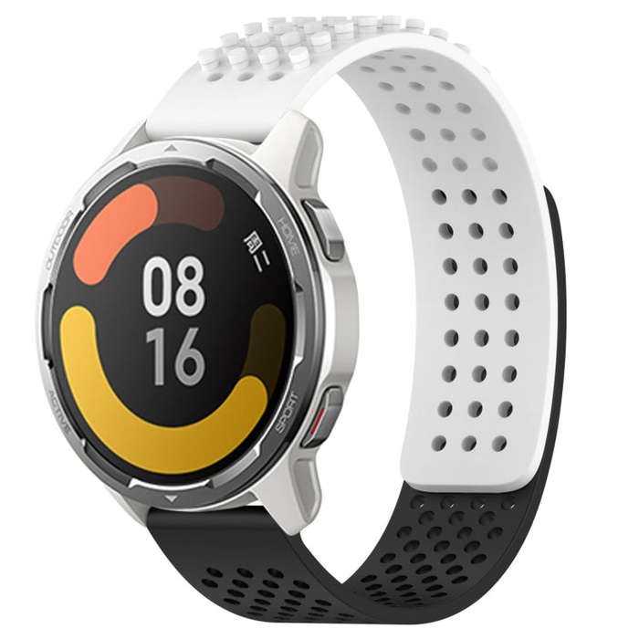 For Xiaomi MI Watch Color 2 22mm Holes Breathable 3D Dots Silicone Watch Band(White+Black)