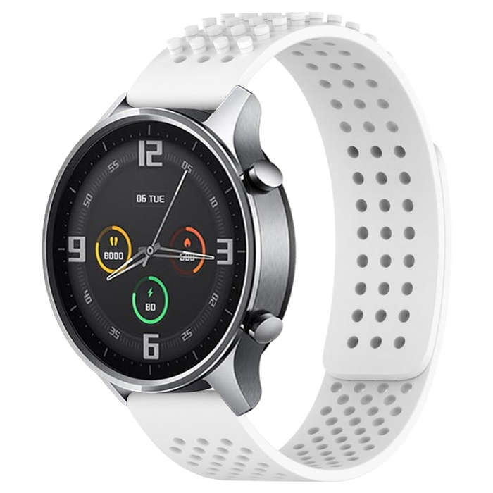 For Xiaomi MI Watch Color 22mm Holes Breathable 3D Dots Silicone Watch Band(White)