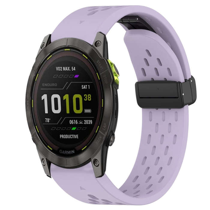 For Garmin Enduro 2 Hole Folding Buckle 26mm Silicone Watch Band(Purple)