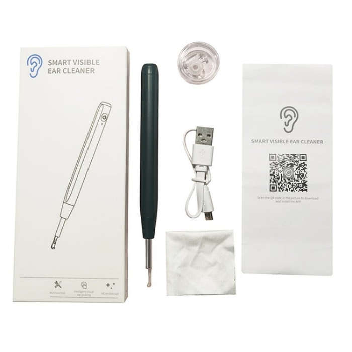 W2 WiFi Smart Visual Ear Pick Cleaning Kit Ear Wax Removal Tool with LED Light(White)