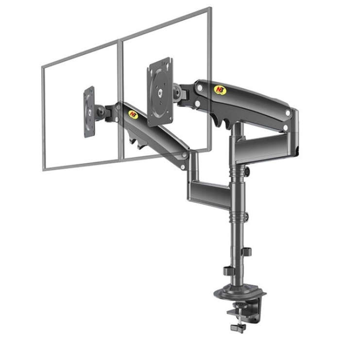 NORTH BAYOU NB H180 FP-2 Laptop Gas Spring Full Motion Dual Arm Clamp 22 - 32 inch LCD TV Monitor...