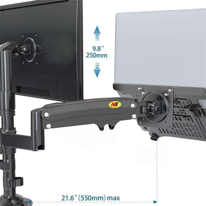 NORTH BAYOU NB H180 FP-2 Laptop Gas Spring Full Motion Dual Arm Clamp 22 - 32 inch LCD TV Monitor...