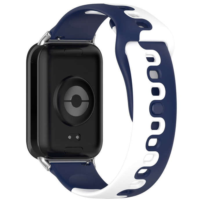 For Xiaomi Smart Band 9 Pro / Redmi Watch 5 Stitching Dual Color Silicone Watch Band(Midnight Blu...
