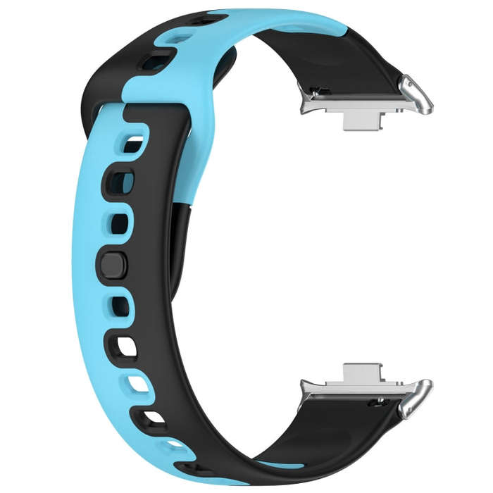 For Xiaomi Smart Band 9 Pro / Redmi Watch 5 Stitching Dual Color Silicone Watch Band(Black Blue)
