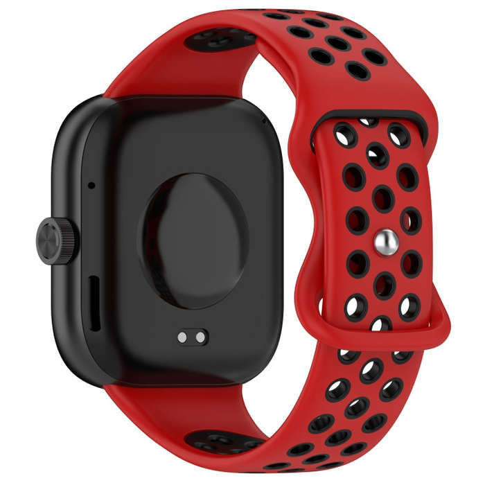 For Redmi Watch 4 Dual Color Perforated Silicone Watch Band(Red Black)