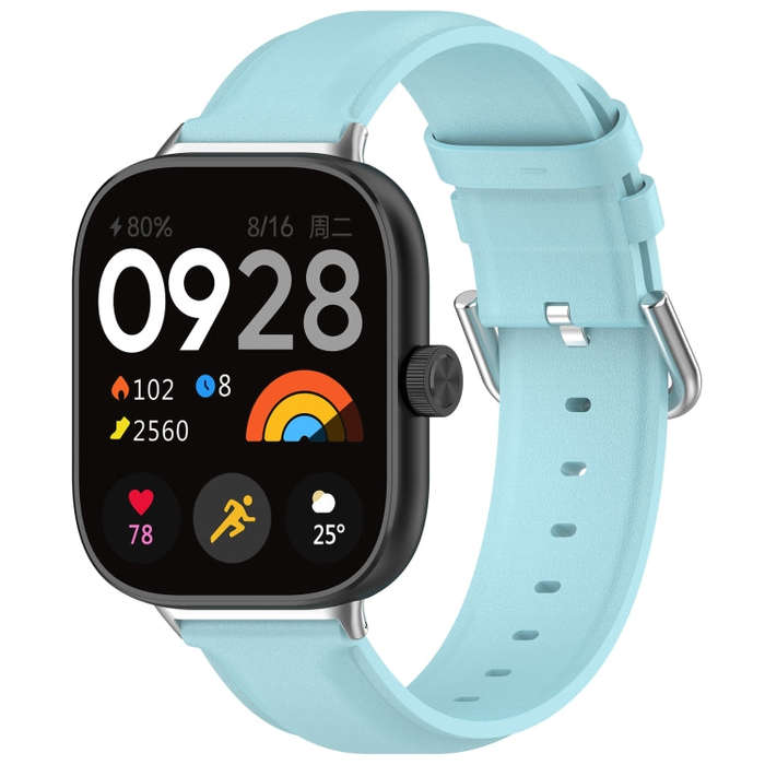 For Xiaomi Smart Band 9 Pro / 8 Pro Round Tail Top Layer Leather Watch Band(Light Blue)