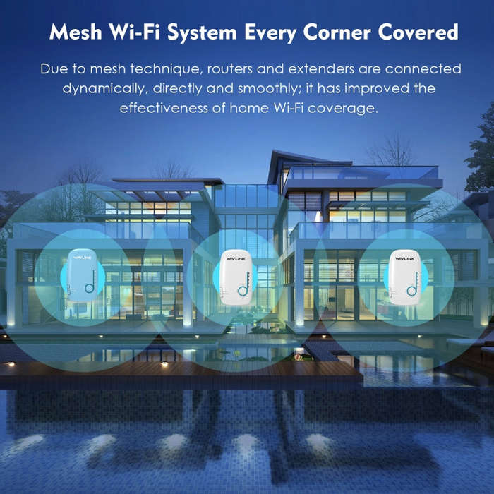 WAVLINK WN576K3 AC1200 Household WiFi Router Network Extender Dual Band Wireless Repeater, Plug:U...