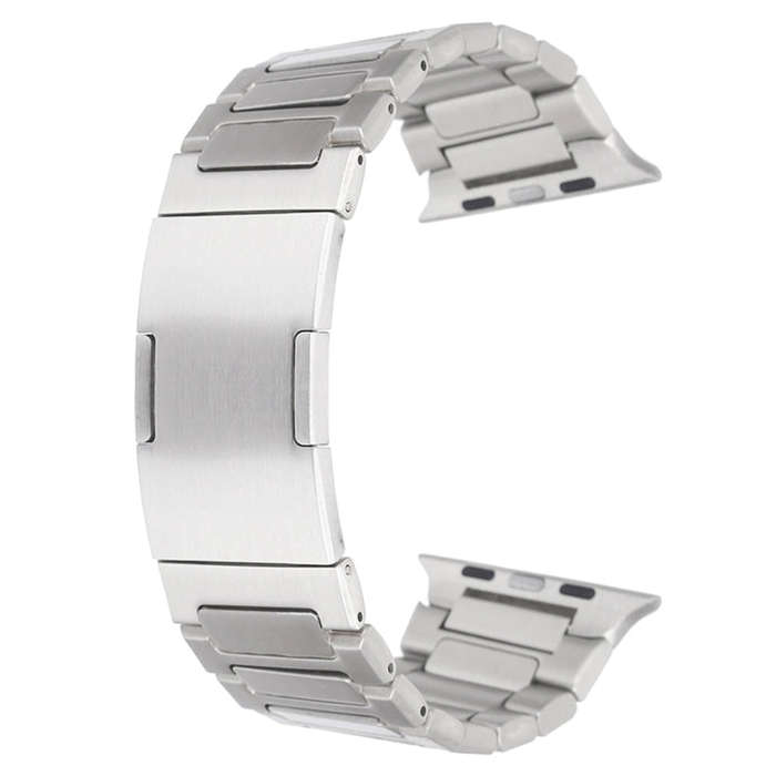 For Apple Watch Series 9 45mm Stainless Steel H-Shaped Fold Buckle Watch Band(Silver)