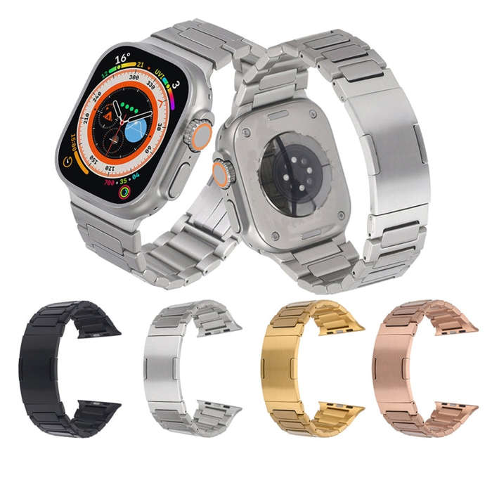 For Apple Watch Series 4 40mm Stainless Steel H-Shaped Fold Buckle Watch Band(Silver)