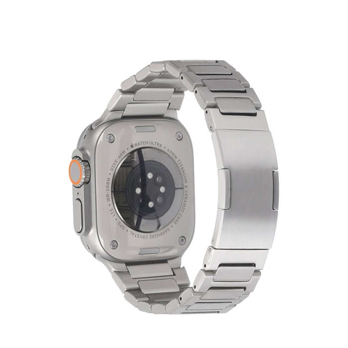 For Apple Watch Series 3 38mm Stainless Steel H-Shaped Fold Buckle Watch Band(Silver)