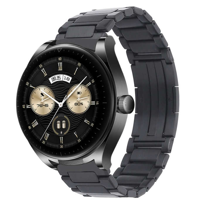 For Huawei Watch Ultimate / Buds H-Shaped Folding Buckle Stainless Steel Metal Watch Band(Gray)