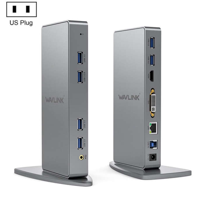 WAVLINK WL-UG39DK7 USB3.0 Hub Adapter Multi-Screen Graphics Card Universal Docking Station, Plug:...