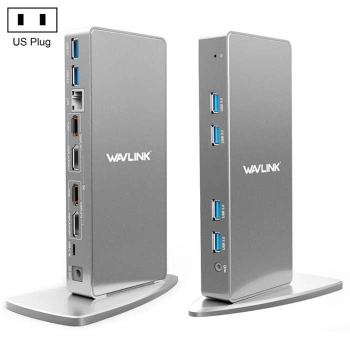 WAVLINK WL-UG69DK7 Laptops Type-C Universal Desktop Docking Station Aluminum Alloy HUB Adapter(US...