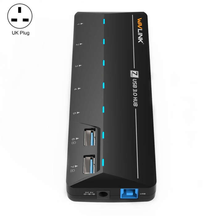 WAVLINK WL-UH3073D USB3.0 HUB Adapter 7-Port Docking Station with Individual Switch(UK Plug)