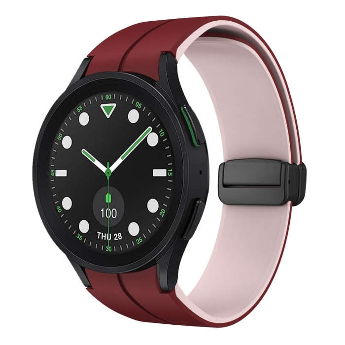 For Samsung Galaxy watch 5 Pro Golf Edition Two Color Magnetic Folding Buckle Silicone Watch Band...