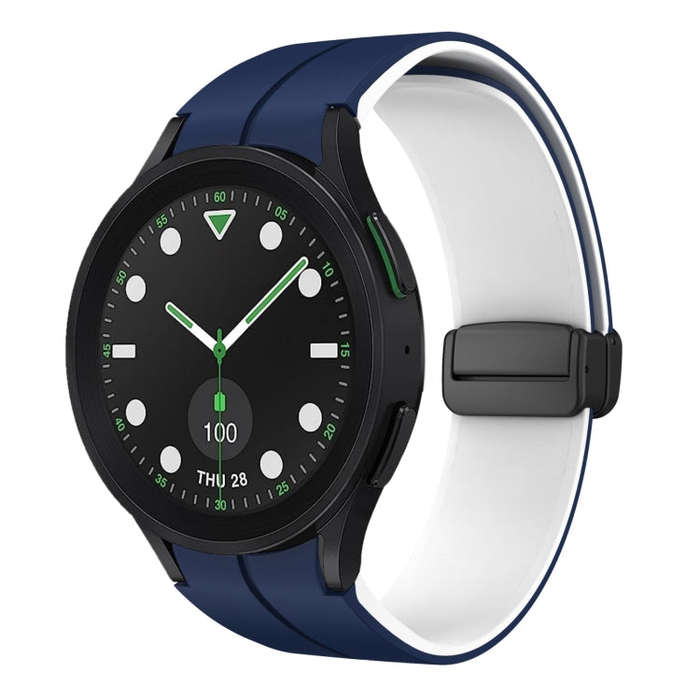 For Samsung Galaxy watch 5 Golf Edition Two Color Magnetic Folding Buckle Silicone Watch Band(Mid...
