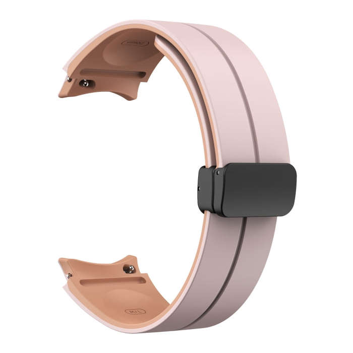 For Samsung Galaxy Watch 5  44mm Two Color Magnetic Folding Buckle Silicone Watch Band(Pink+Rose ...