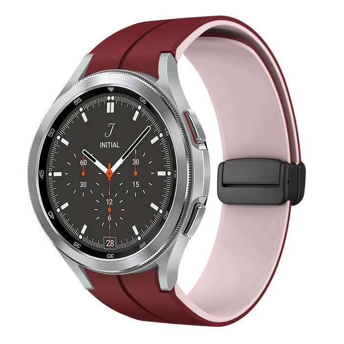 For Samsung  Galaxy Watch 4 Classic 46mm Two Color Magnetic Folding Buckle Silicone Watch Band(Wi...