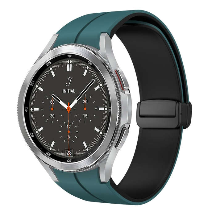 For Samsung  Galaxy Watch 4 Classic 46mm Two Color Magnetic Folding Buckle Silicone Watch Band(Gr...