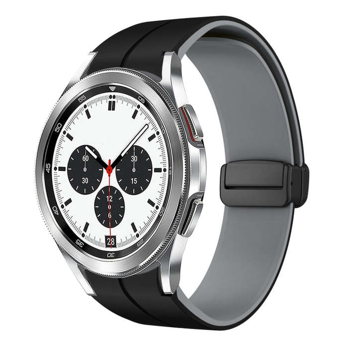 For Samsung  Galaxy Watch 4 Classic 42mm Two Color Magnetic Folding Buckle Silicone Watch Band(Bl...