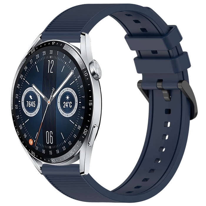 For Huawei Watch GT3 46mm 22mm Textured Silicone Solid Color Watch Band(Midnight Blue)