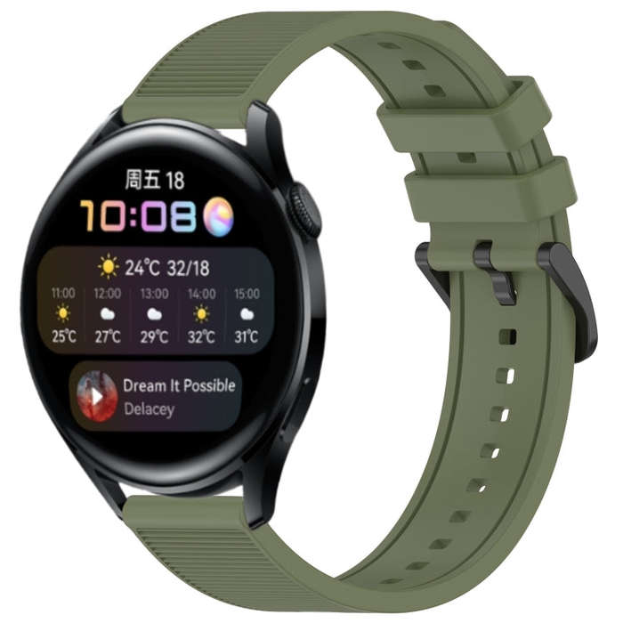 For Huawei Watch 3 22mm Textured Silicone Solid Color Watch Band(Green)