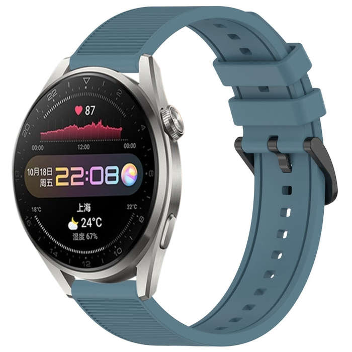 For Huawei Watch 3 Pro 22mm Textured Silicone Solid Color Watch Band(Rock Cyan)